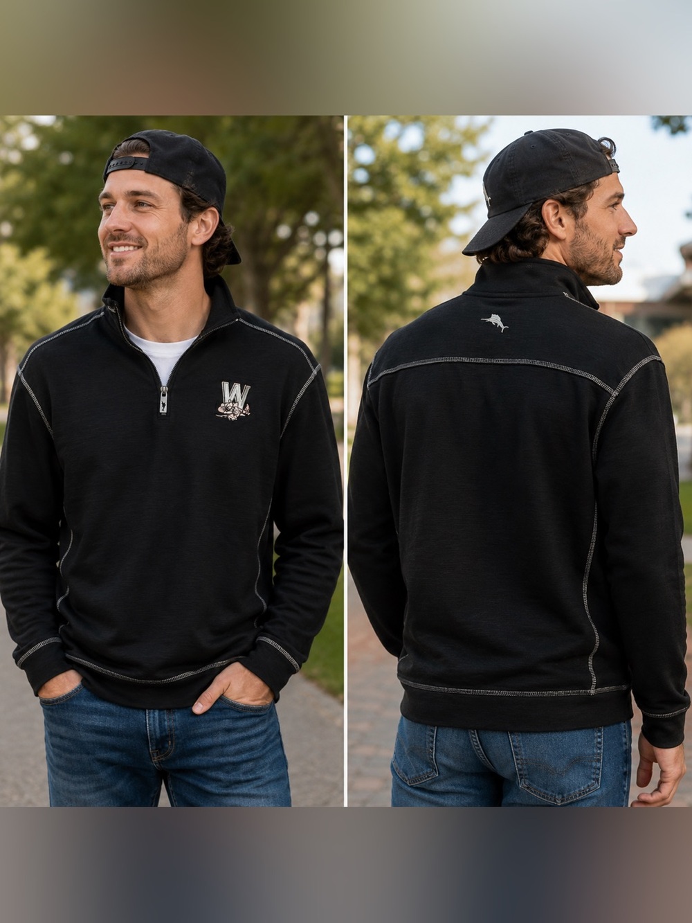 🆕 Tommy Bahama Washington Nationals Tobago Bay 1/4 Zip Pullover NWT Men’s Small